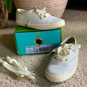 Keds for Kate Spade New York, Girls Glitter Sneaker in Cream